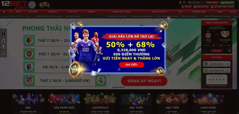 12bet cung cấp đa dạng các loại hình cá cược