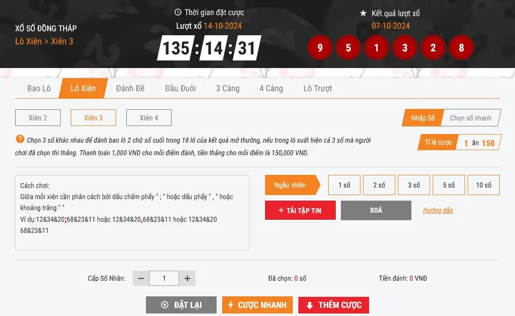 Cách đánh lô xiên online tại 12bet